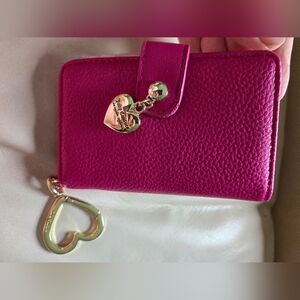 Juicy Couture Wallet Billfold Hot Pink and Gold Tone Folding Card Holder Coin